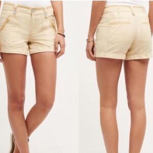 Pilcro and the Letterpress Linen Cotton Blend Striped Shorts 2 Muted Yellow